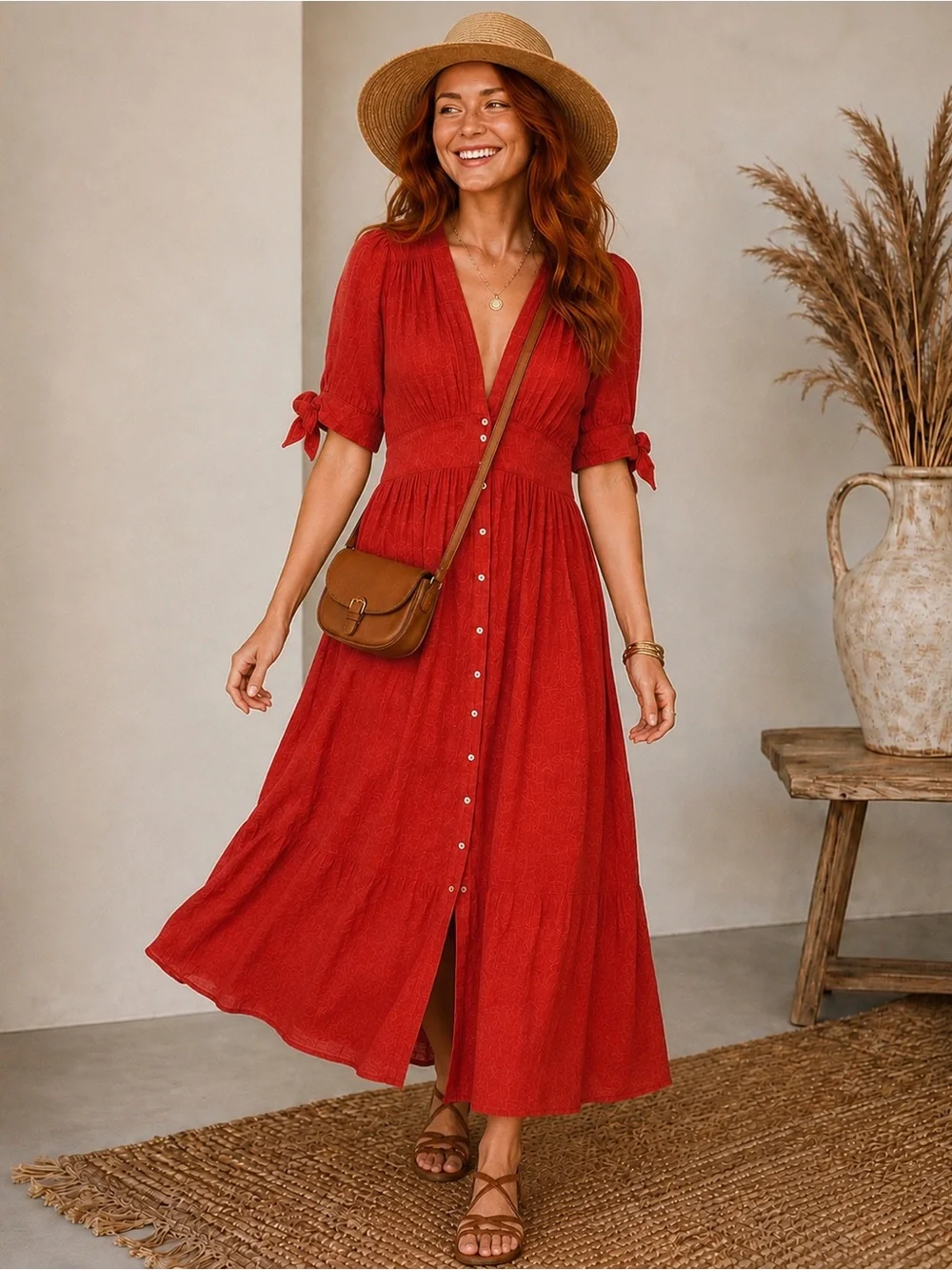 Free People Love Of My Life Sienna Midi Cotton Textured Gauze Dress M